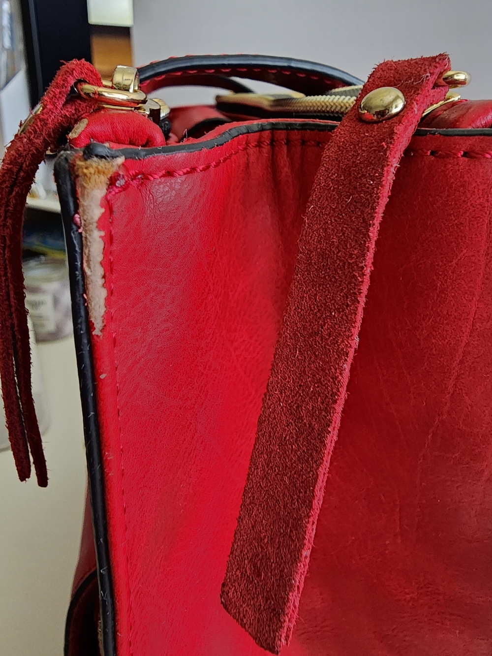NWOT Sharif Tote Bag Red | Large Tote | Minor Wear - Picture 5 of 15